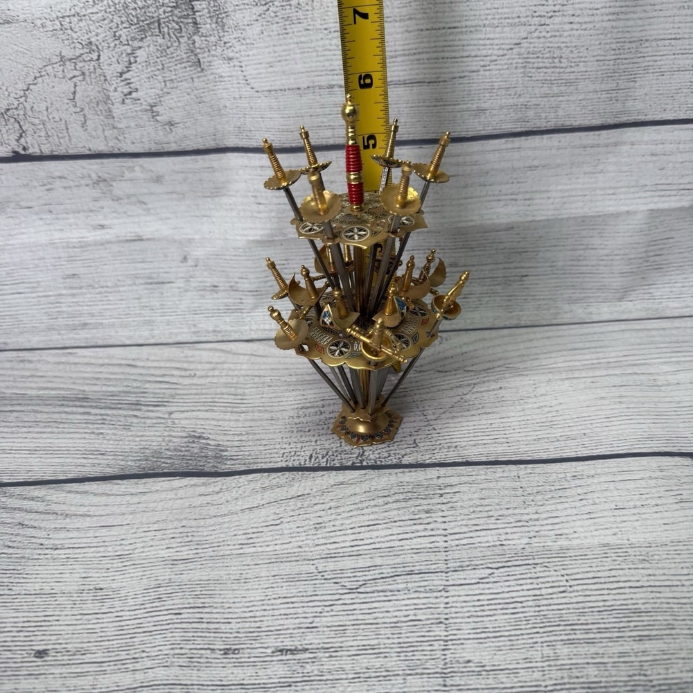 Toledo Mini Swords (18) Cocktail Picks Appetizer Skewer 2-Tier Stand Vintage MCM - Picture 5 of 14
